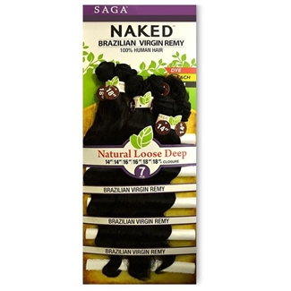 Saga Naked Brazilian Virgin Remy Weave NATURAL LOOSE DEEP 14 16 18